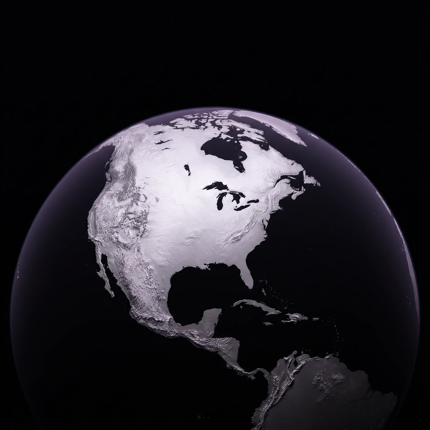 A photoreal globe centered on North America